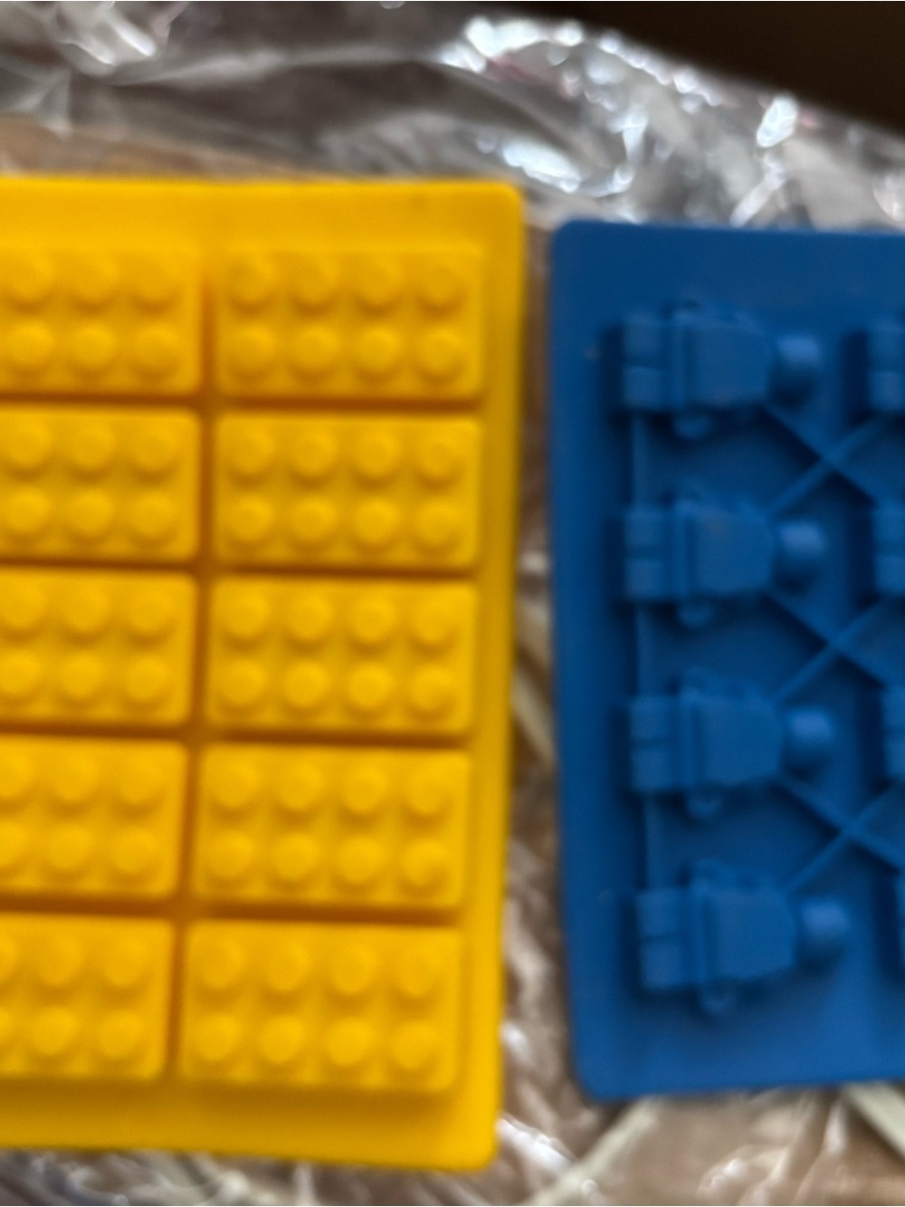Lego Yellow and Blue Silicone Brick Molds
